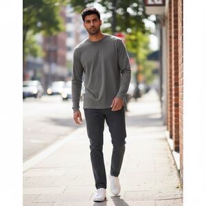 AVALANCHE base layer men’s large soft Gray Long Sleeve Shirt hiking gorpcore